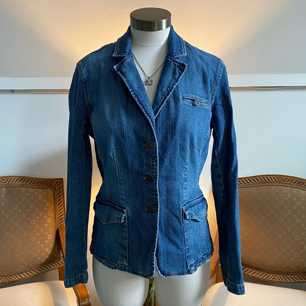 NY&CO Vintage Women's Blue Denim Blazer Jacket, Size Medium, Downtown Girl Core - Picture 1 of 10